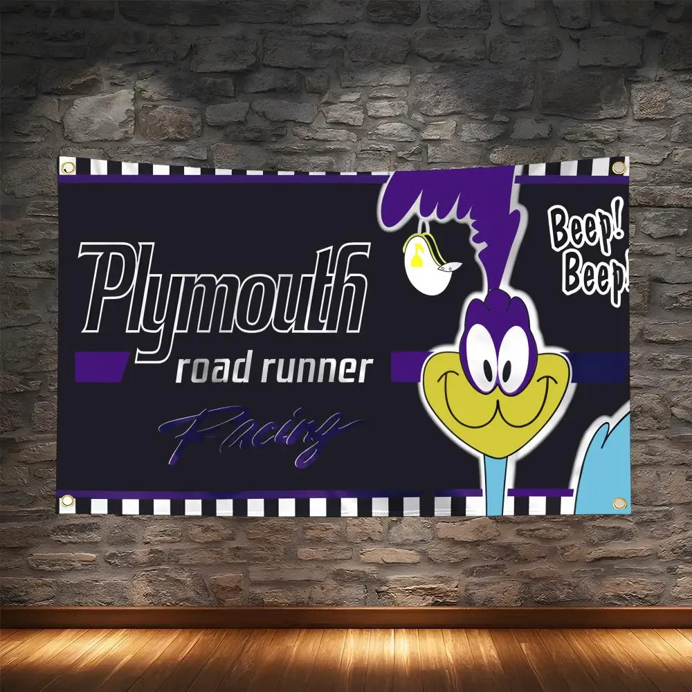 P-Plymouth Roadrunner Cool Flags Vintage Aesthetic Wall Hanging Banner for Bedroom Living Room Cozy