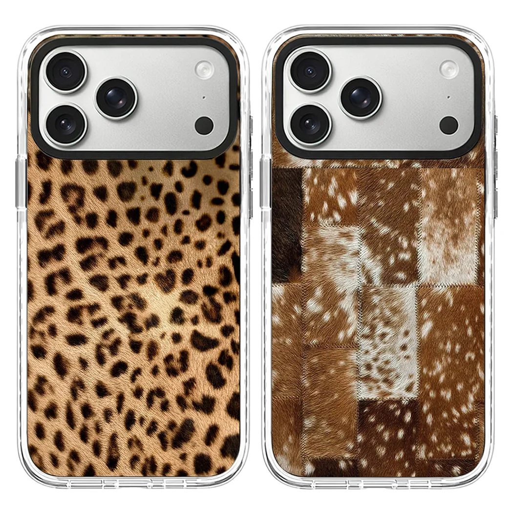 

Leopard Plush Print Acrylic White Border Magnetic Case: Compatible with IPhone 17 16 15 14 13 12 Pro Max 17 Air