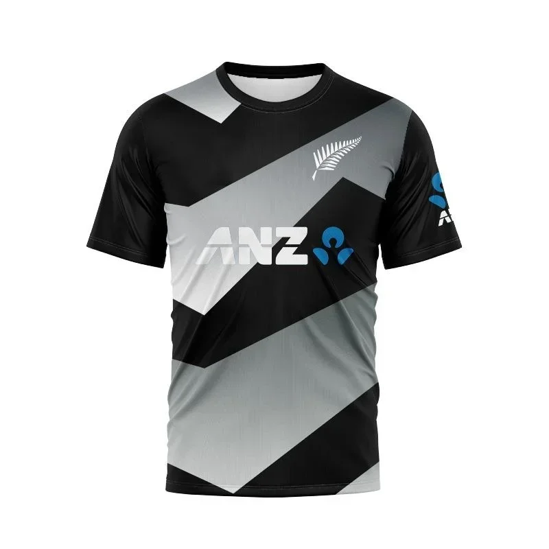 Neues 3D-gedrucktes Neuseeland-Krikettrikot mit kurzen Ärmeln, bequem, schnelltrocknend, geeignet für den Heimgebrauch, mit Y2k-Fan-Geschenken. – Detail 5