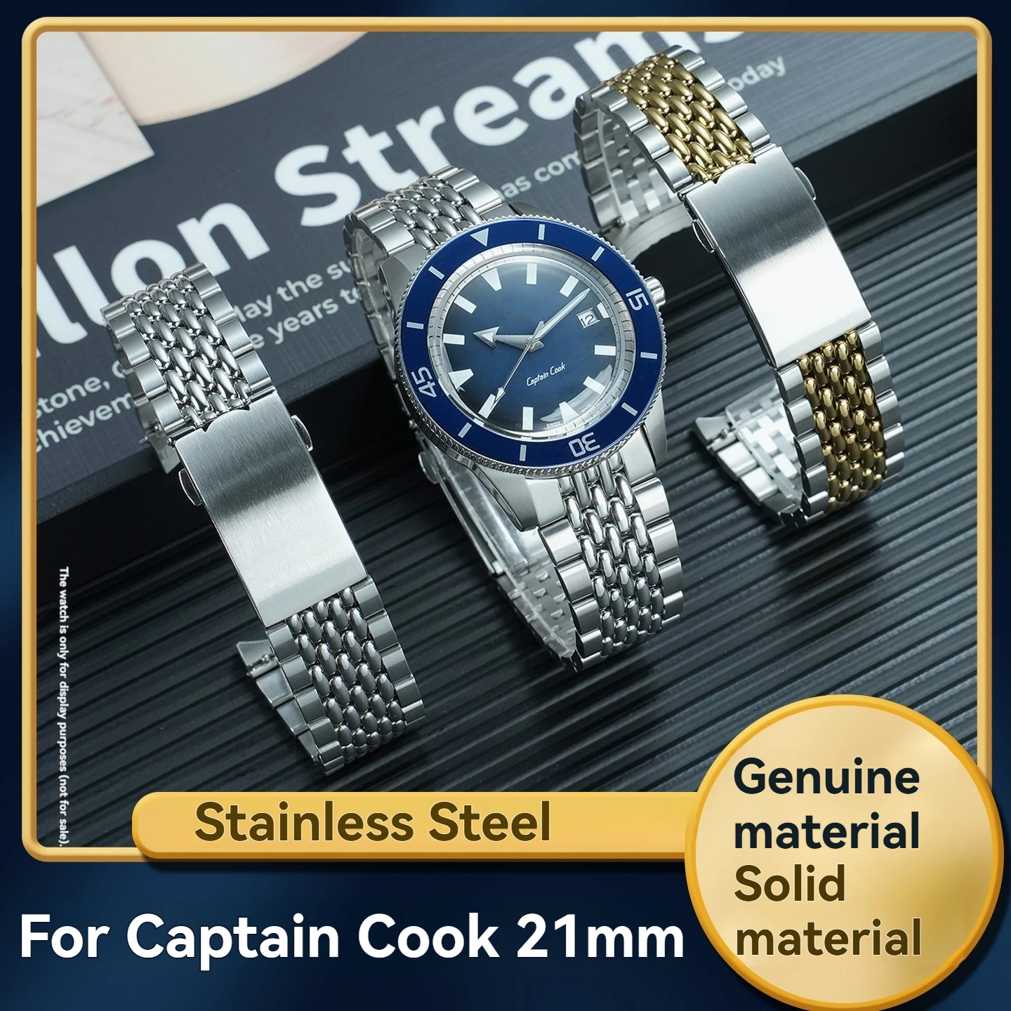For Rado Captain Cook 21mm Stainless Steel Bracelet, Solid Metal Watch Band Replacement for Men