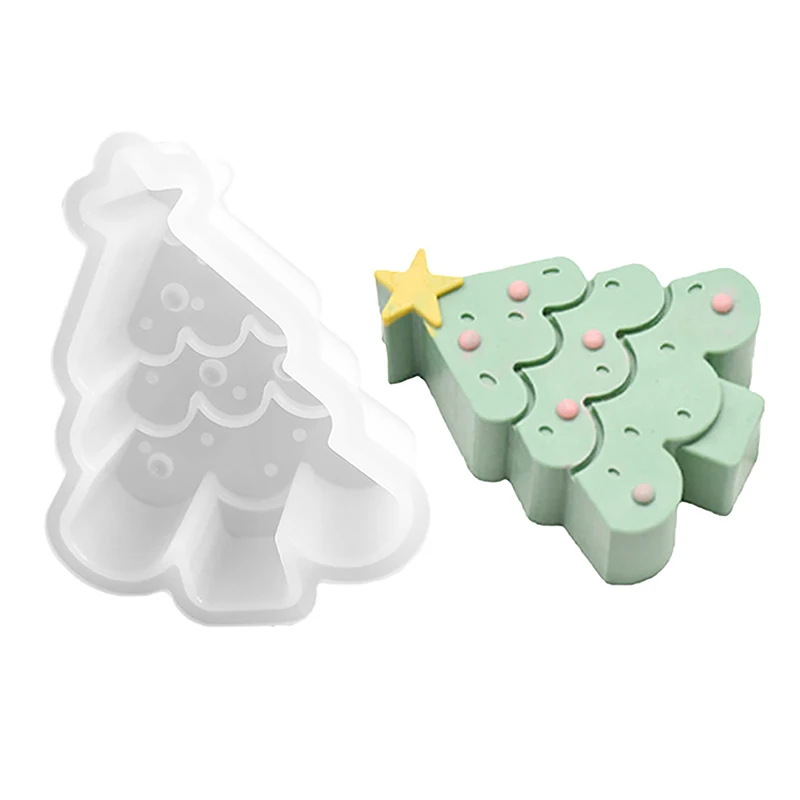 Christmas Tree Silicone Mold Christmas Candle Plaster Ornament Handmade DIY Cookie Chocolate Baking Mould