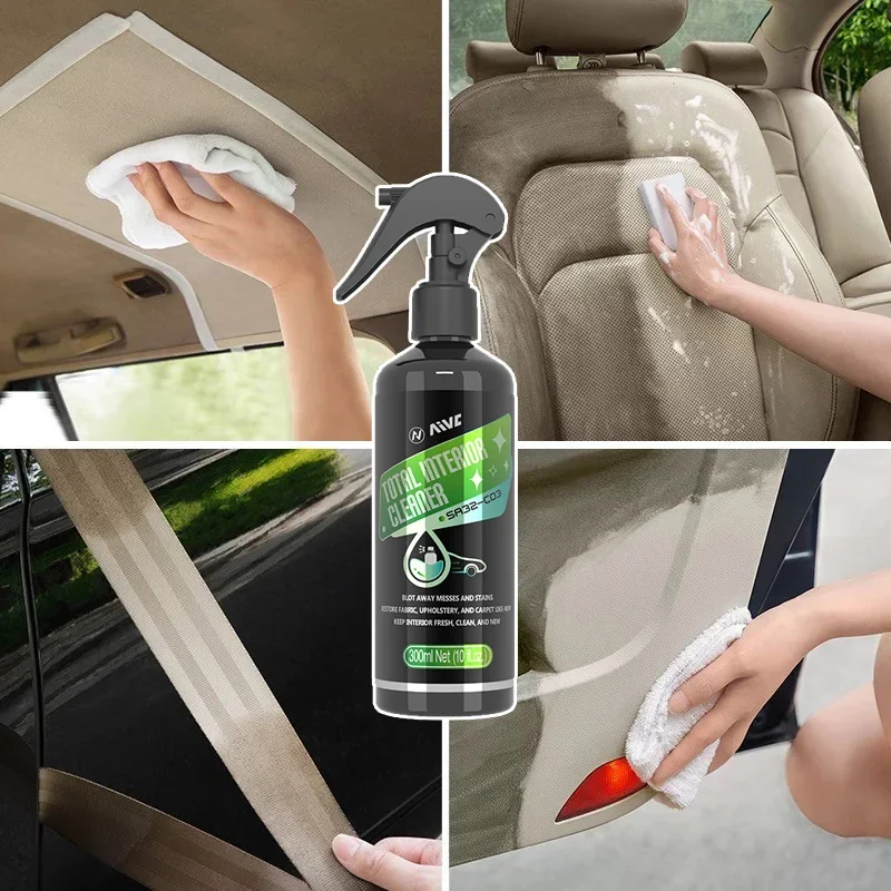 Car Interior Cleaner AIVC Leather Fabric Roof Cleaning Washing-Free Safety Belt Cleaner Powerful Stain Removal Auto Detailing