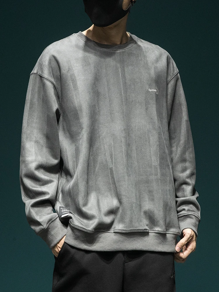 Baggy Sweatshirts Men Simple Japanese Style Spring Autumn Leisure All-match Handsome Stylish High Street O-neck Popular Lounge