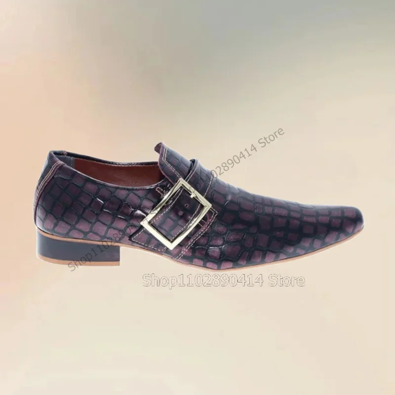 

Mixed Color Metal Buckle Alligator Print Men Shoes Fashion Slip On Male Shoes Luxurious Handmade Party Banquet Men Casual Shoes