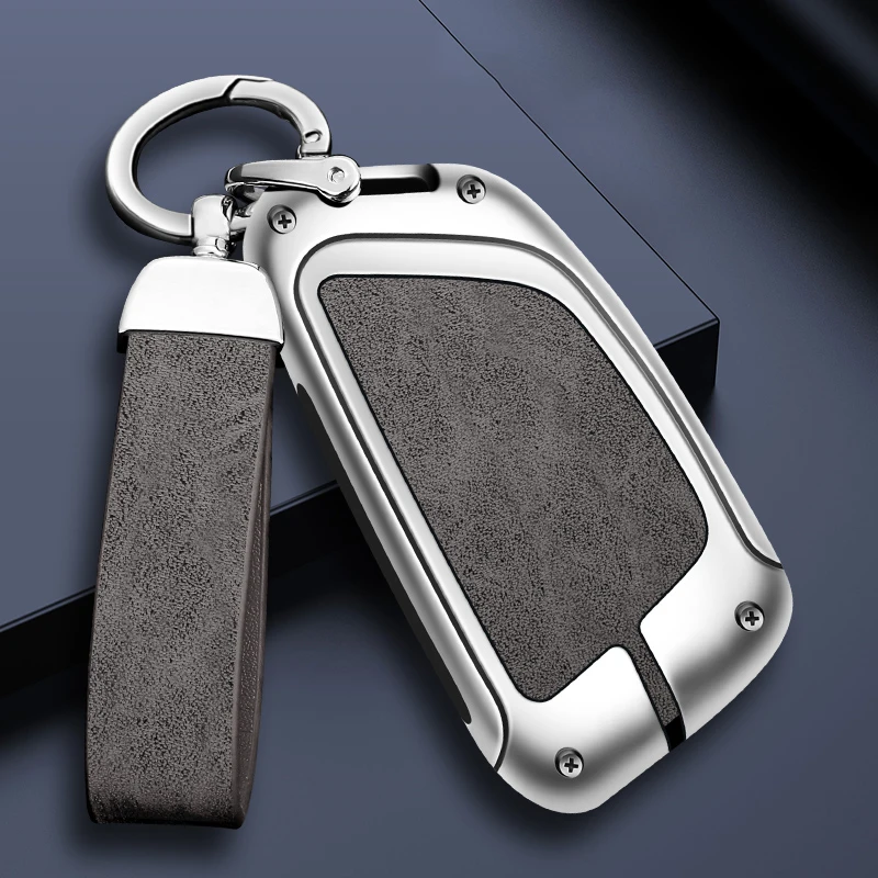 

Zinc Alloy Leather Car Remote Key Case Shell for Cadillac CT4 CT4-V CT5 C8 Corvette 2018 - 2021 Keyless Keychain Accessories