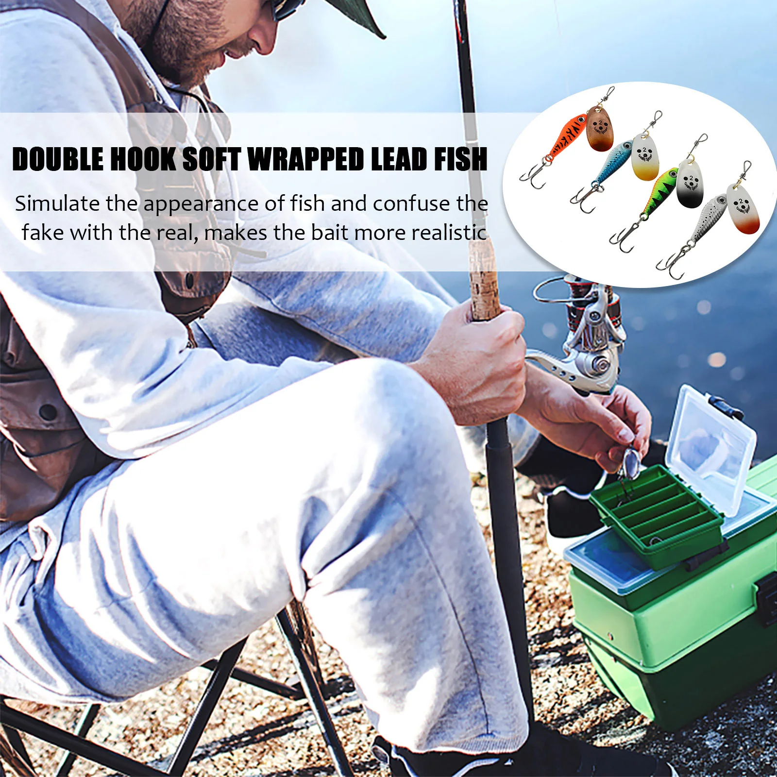 

4 Pcs Fish-shaped Sequin Bait Colorful Rotation Sequins Baits Fishing Lures Artificial