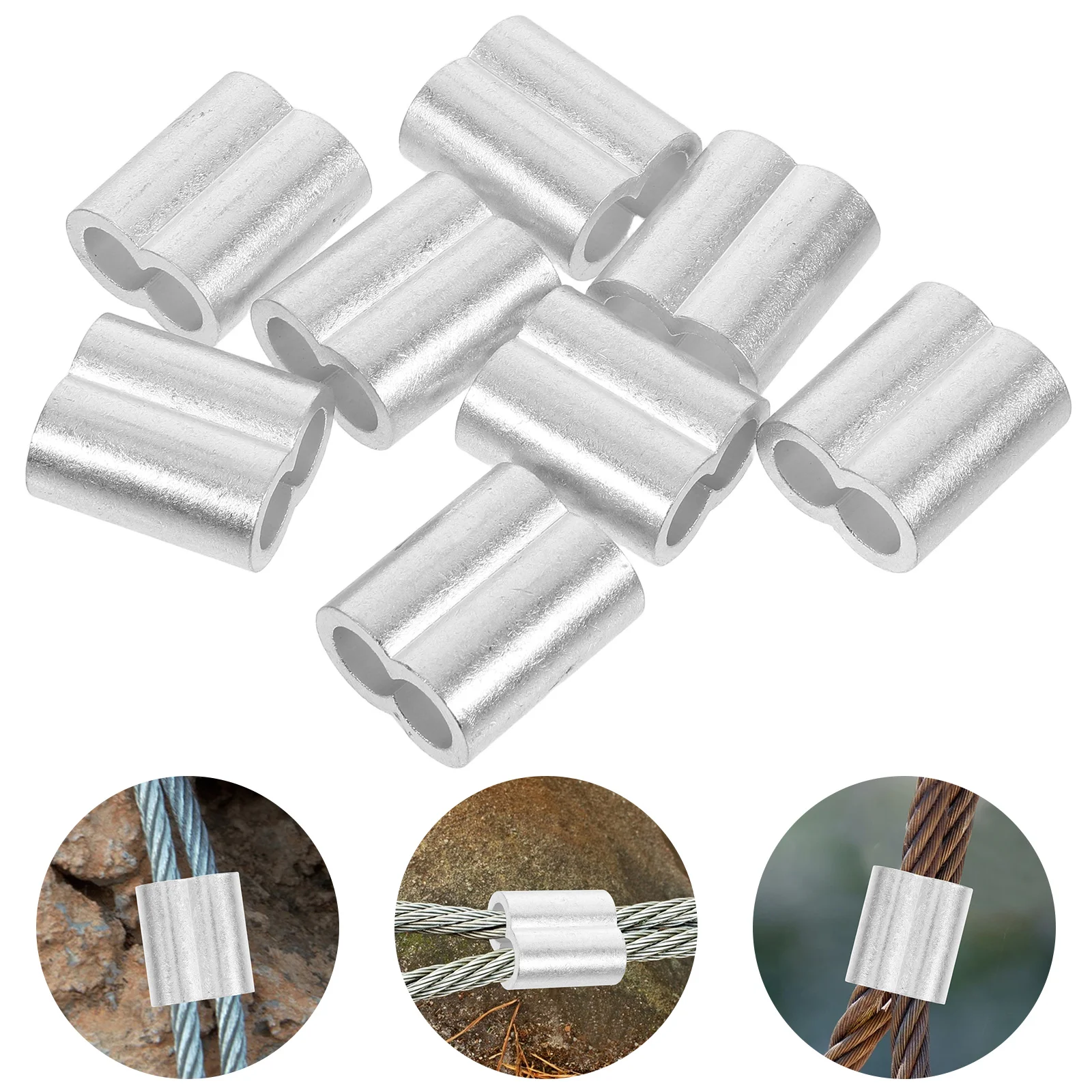 8 Pcs Cable Crimp Ferrule Wire Sleeve Rope End Protector Aluminum Aluminium Loop Crimping