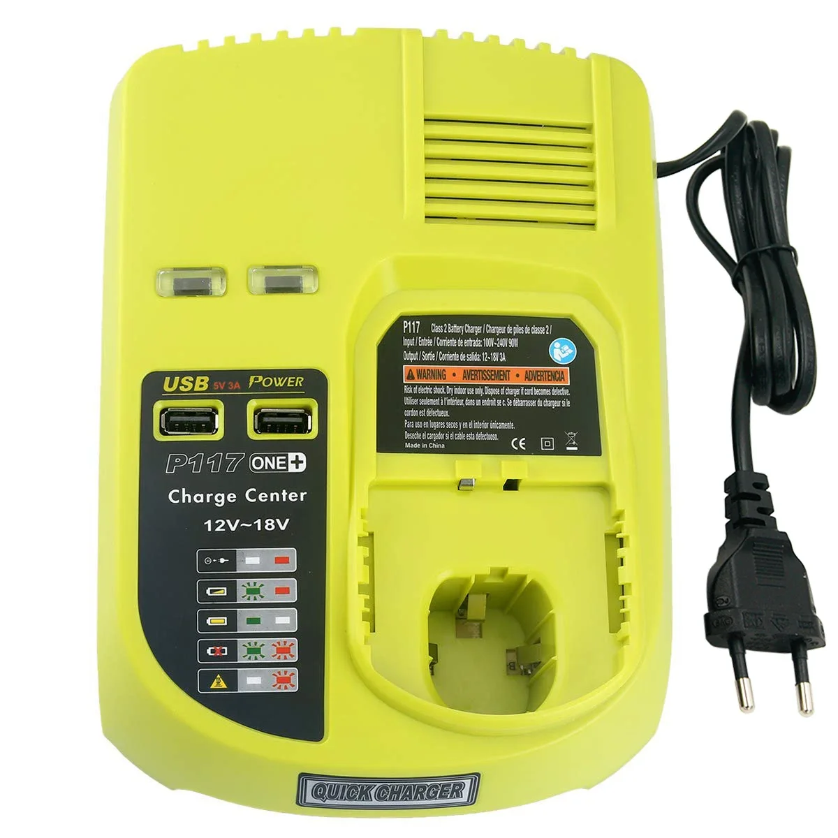 New P117 Charger for 18V 5000mAH Li-ion RB18L50 Rechargeable Battery for Ryobi  for Ryobi 9.6V-18V EU Plug（not included battery)