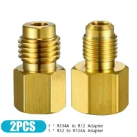 2pcs  Vacuum Pump Refrigerant Tank R134a To R12 Fitting Adapter 1/4 Female Thread Flared 1/2 Acme Male Thread Valve Kit
