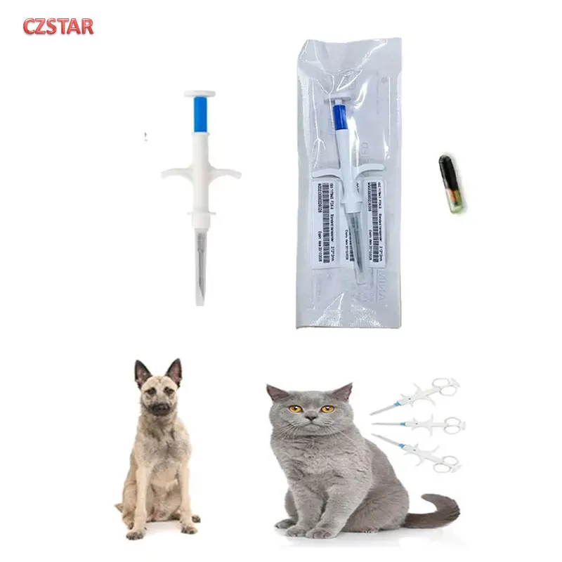 5pcs 134.2KHz Pet Glass Tag Animal Injectable Microchip Syringe FDX-B ISO11784/85 ICAR Animal Syringe for Poultry pet cat dog