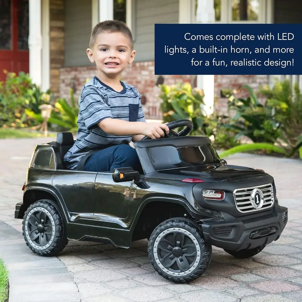 Kids 6V Ride On Truck w/Parent Remote Control, 3 Speeds, LED Lights, Black