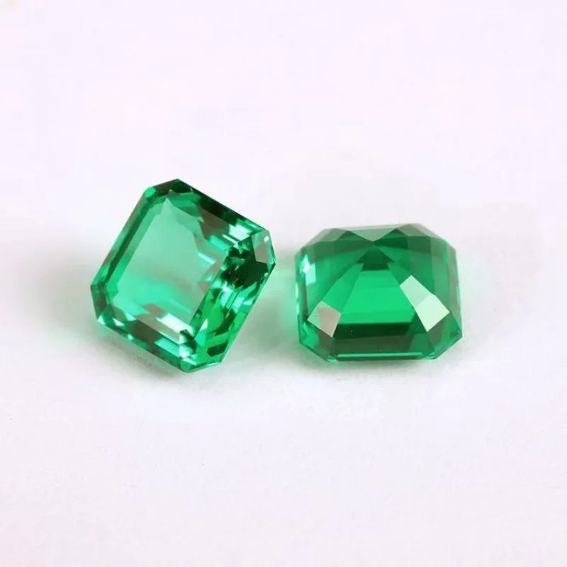 

Wuzhou Jewelry Asscher Colombian Cultivated Emerald Artificial Gemstone Loose Stone