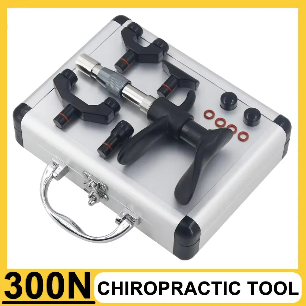 300N Portable Chiropractic Adjusting Tools Spine Therapy Adjust Vertebration Body Massager ﻿4 Heads Manual Gun Set