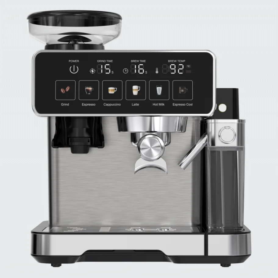 semi-automatic coffee machine with automatic milk frother, one-click brewing, rich foam, suitable for home, office, par