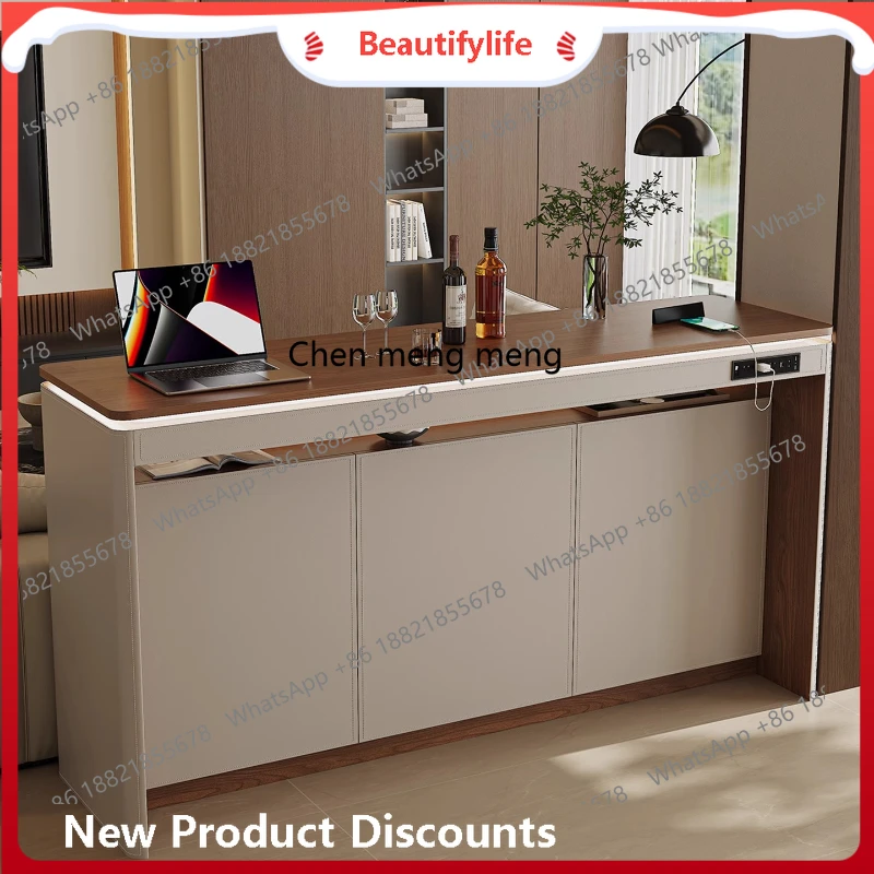 

Back rock slab bar table, living room, horizontal hall partition, open middle island table, dining bar table integrated H