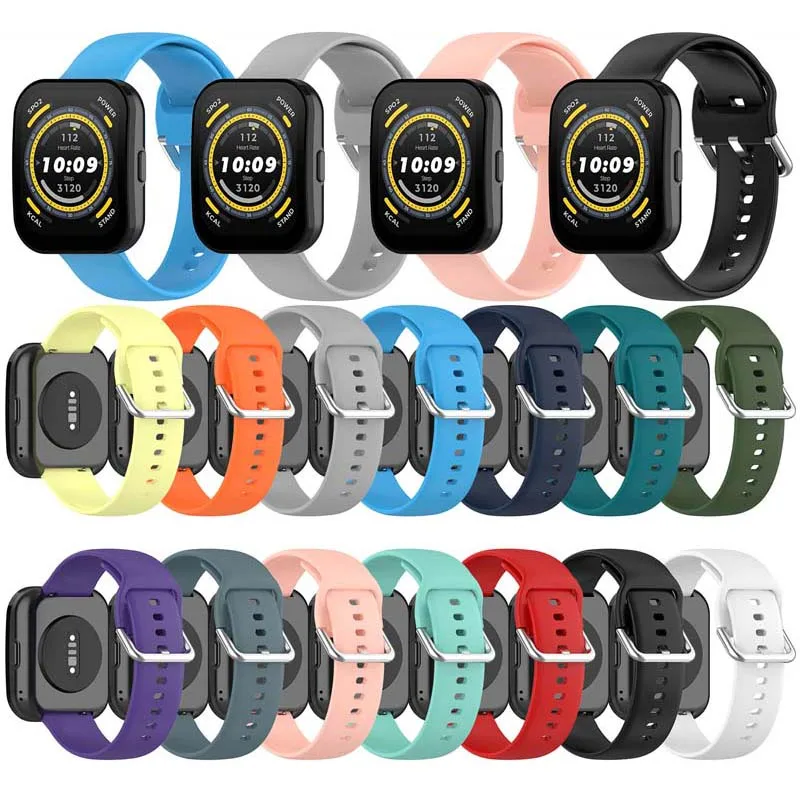 22mm Plain Silicone Strap For Amazfit Balance Cheetah Pro Bip 5 Pop 3S 3R SmartWatch Belt Band Quick Release Bracelet Wristband