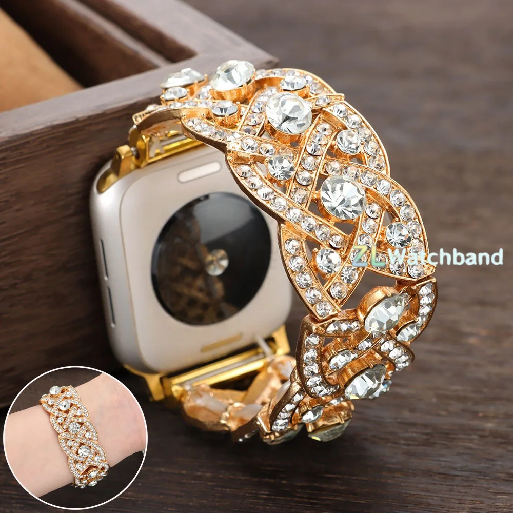 for Apple Ultra 38mm 42mm 41/45mm49mm Women Bead Strap for Iwatch Series11 10 9 8 7 6 SE 5 4 3 Luxurious Rhinestone Bangle Bands