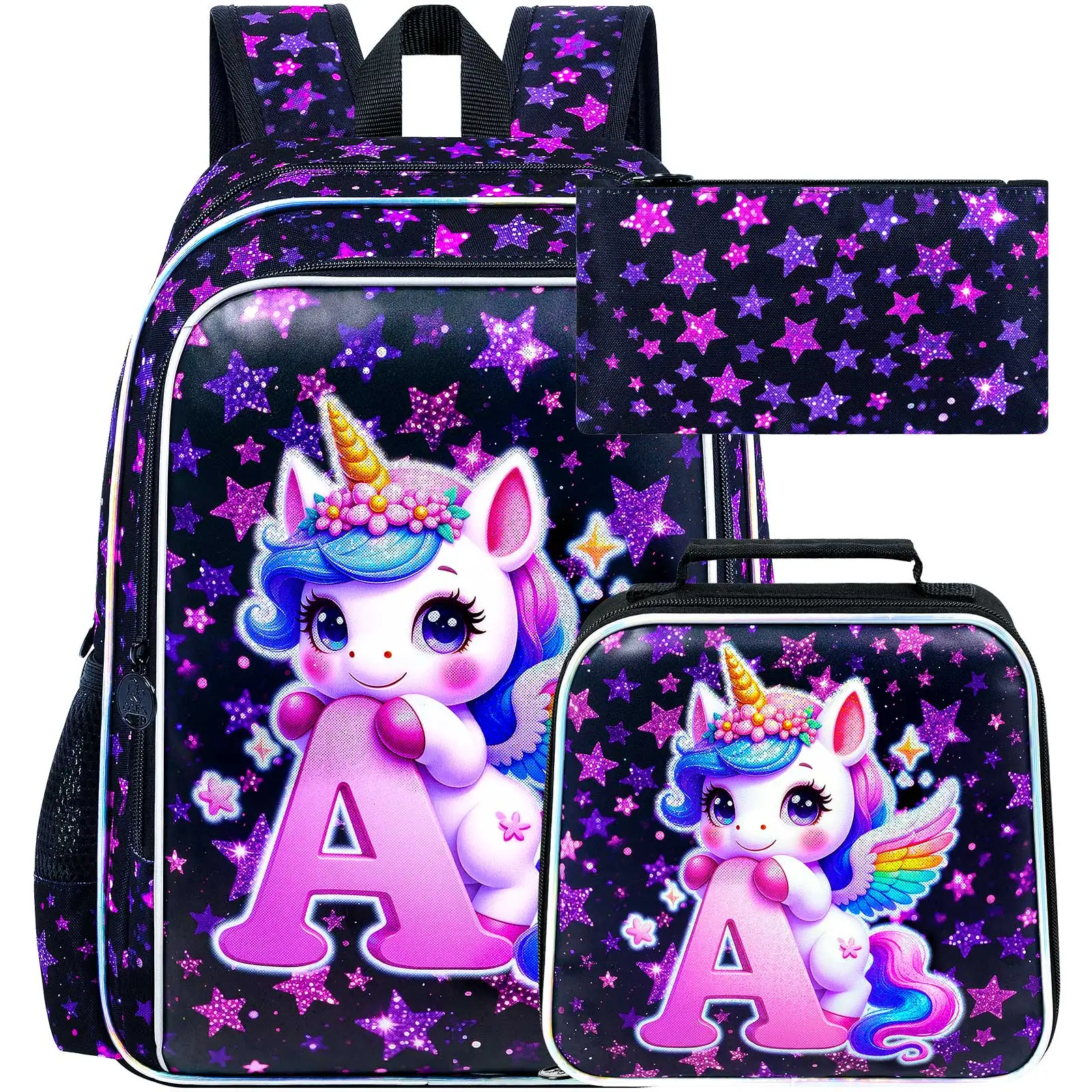 

3PCS Unicorn Backpack for Girls, 16" Kids Backpacks for Girl Water Resistant Preschool, Elementary Bookbag with Lunch Box 0 sold