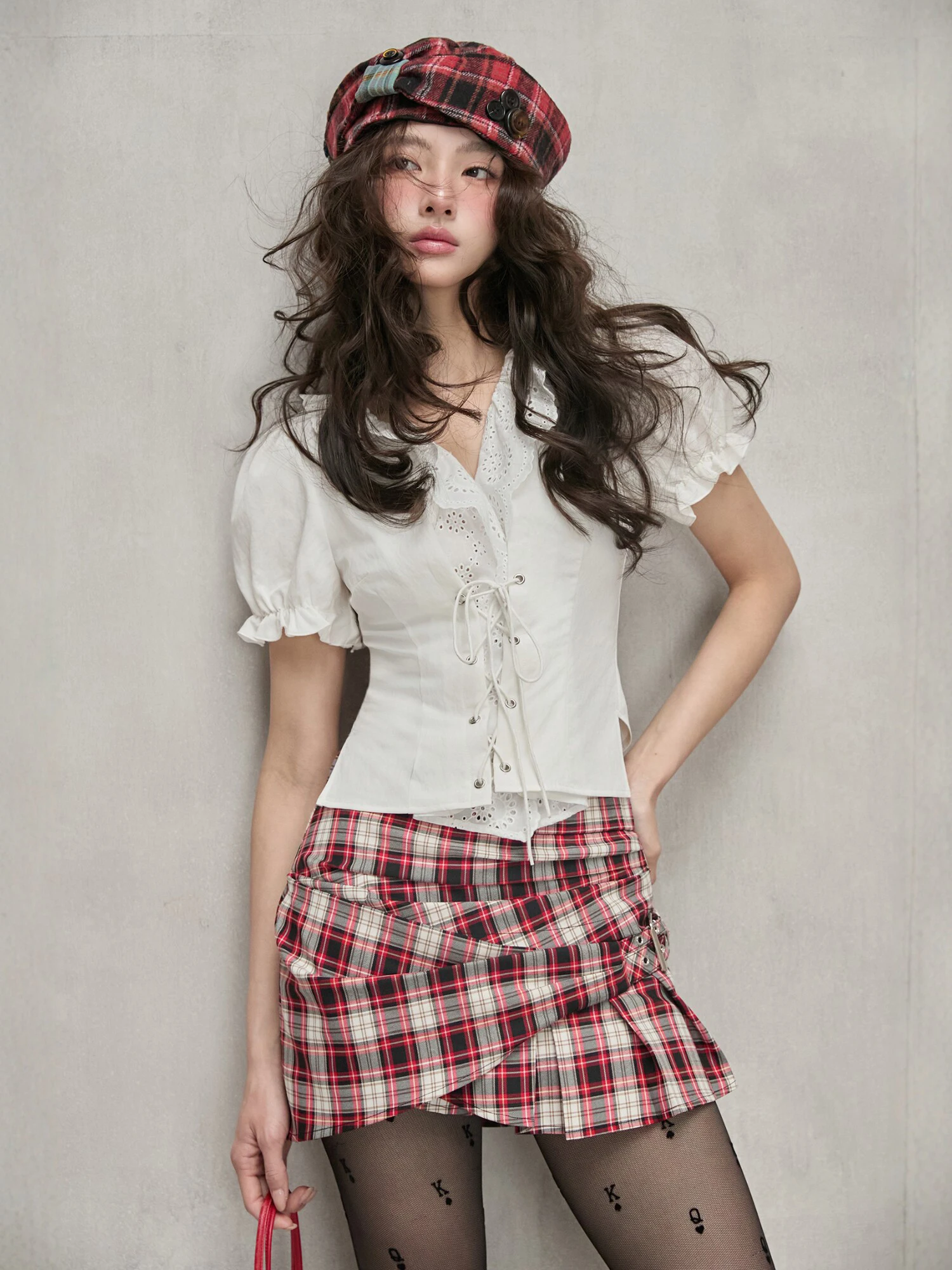 

Женский топ Renaissance Sle ort Sve irt MXU из смесового шелка с вышитым воротником, винтажный, с завышенной талией, белый