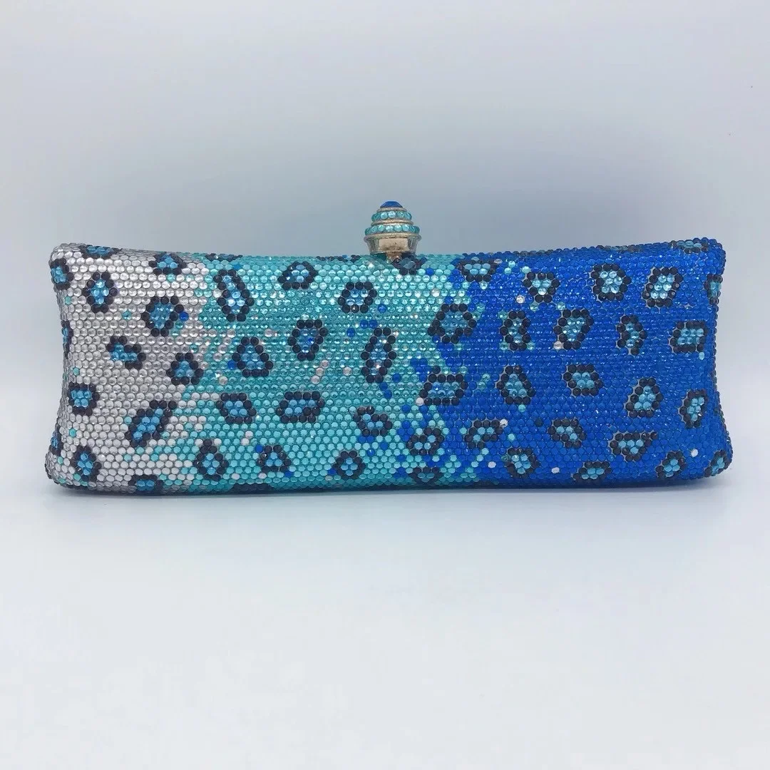 Luxury Blue/White/Black Long Small Women Crystal Phone Bag Fashion Ladies Rhinestone Diamond Evening Clutch Party Handbags