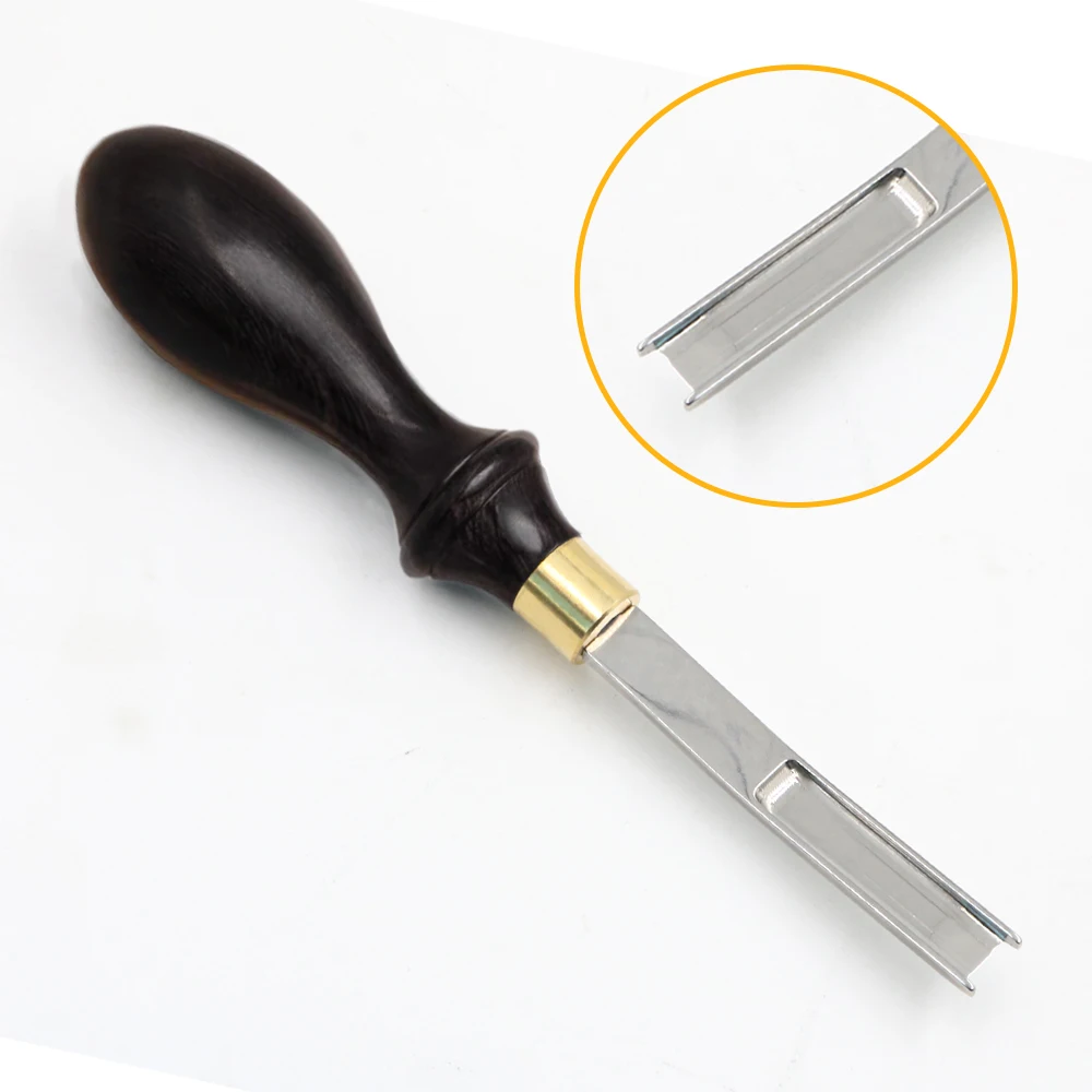 Leather Craft Skiver French Edger Skiving Machine CuttingTool Sharp Beveling 4/6/8/10mm Width Trimmer with Polished Ebony Handle