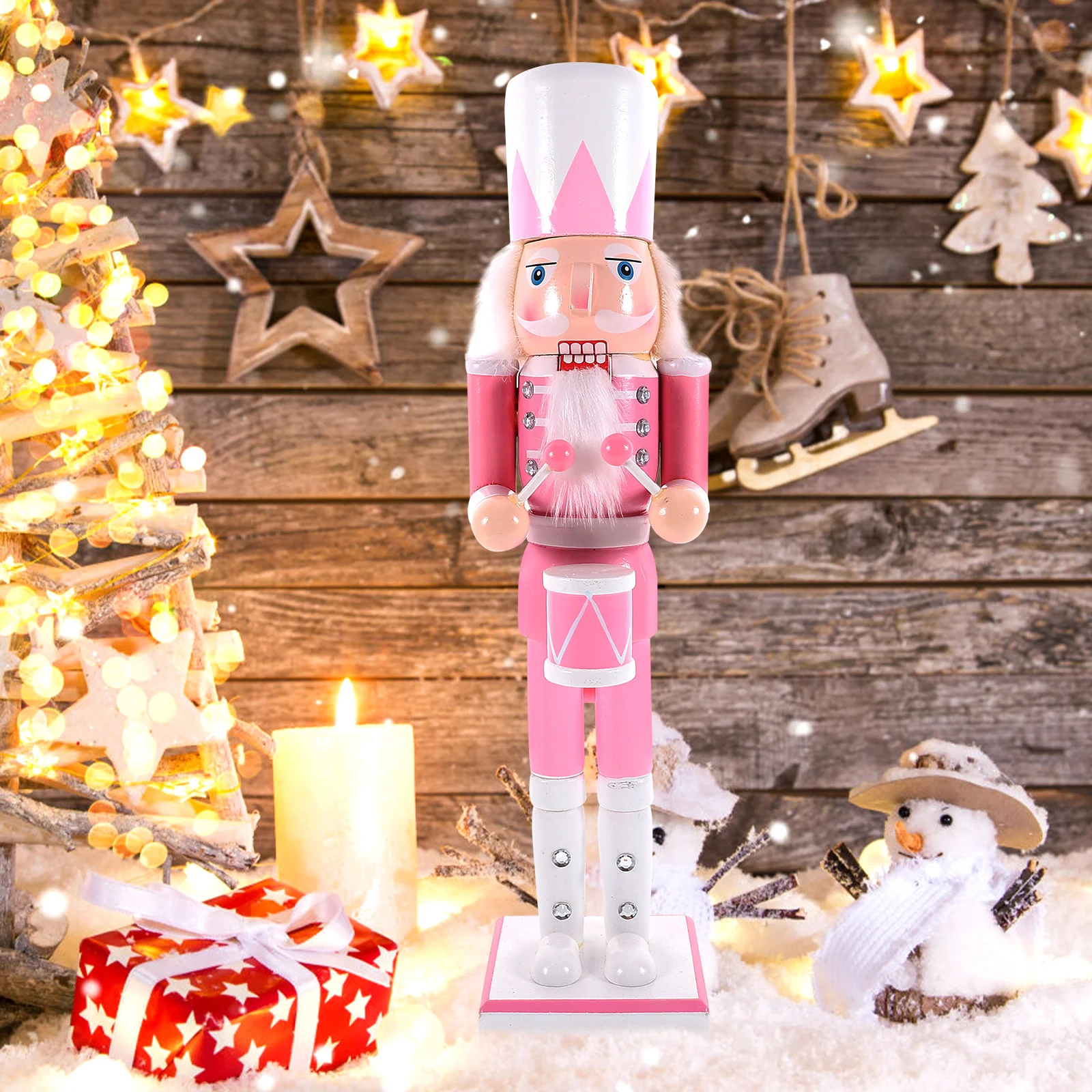 

Christmas Nutcracker Figure Wooden Soldier Craft Festive Desktop Decor for Living Room Bedroom Window Display Xmas Gift Idea