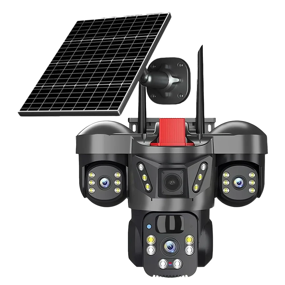 Водонепроницаемая PTZ-камера видеонаблюдения на солнечной энергии с CMOS-сенсором, поддержкой 4G, облачного хранения данных и Wi-Fi для наружного использования