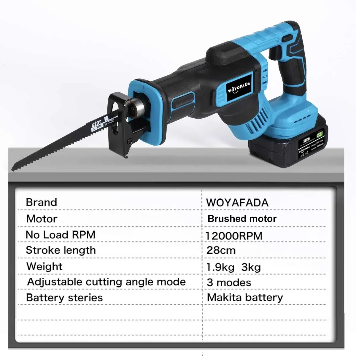 Cordless Electric Reciprocating Saw Saber Saw Cutting Saw Portable Power Tools With Plastic Box For 18V Makita Battery