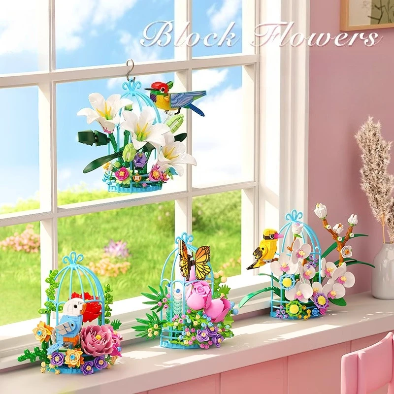 

SEMBO вечный цветок роза строительные блоки креативный ручной работы букет «сделай сам» пион сборная модель игрушка настольное украшение подарок на день рождения