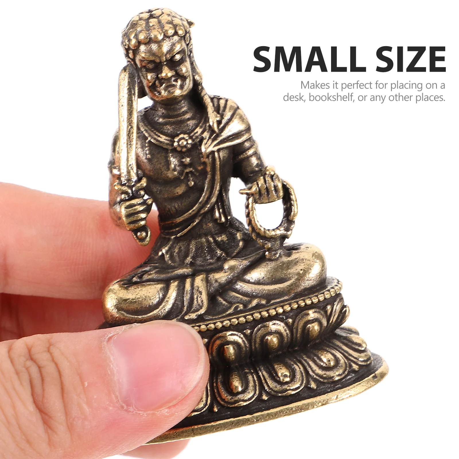 

Exquisite Copper Statue Fudo Mini Office Copper Desk Decor Home Zen Desktop Ornament Craft Small Adornment