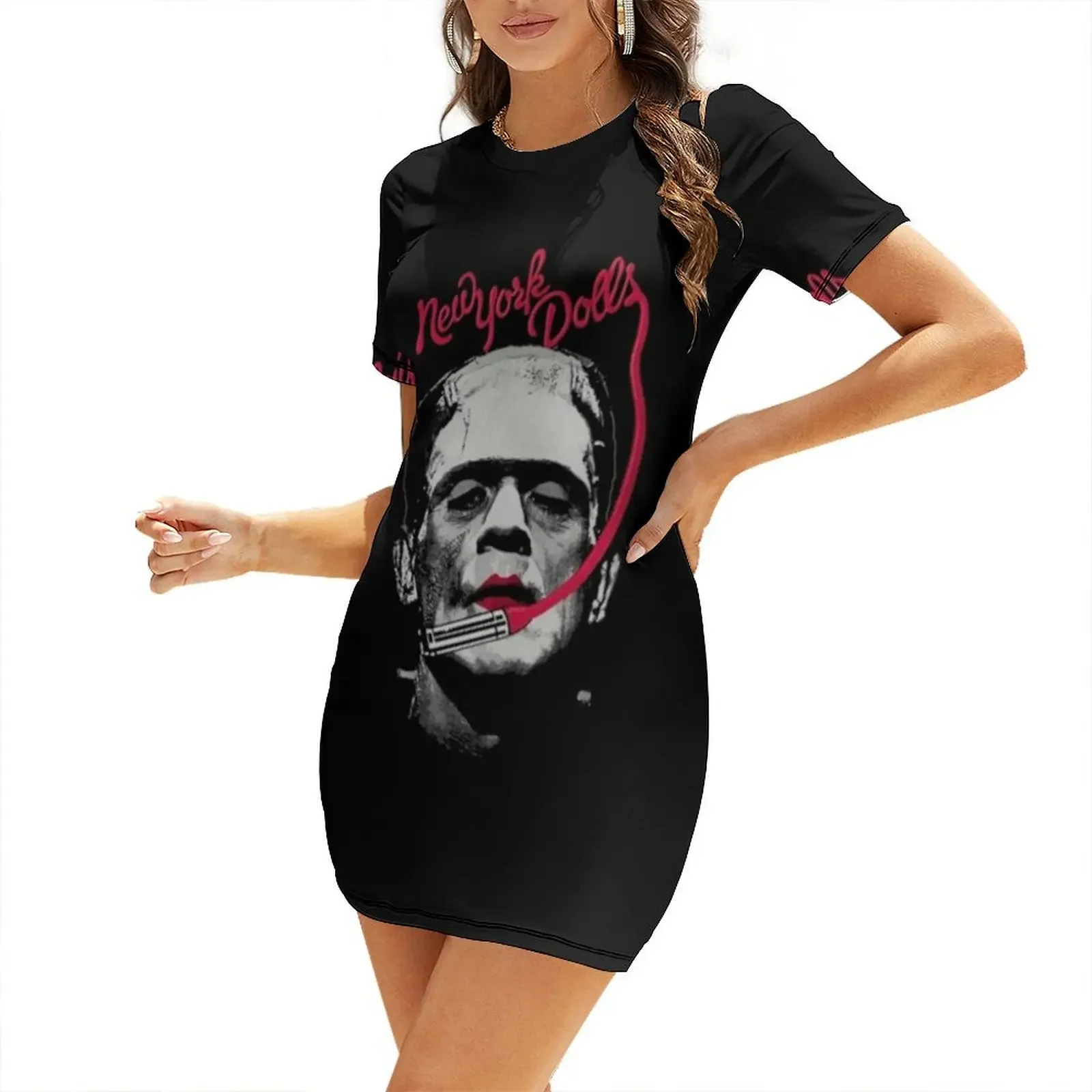 

New York Dolls T-ShirtNewyork frank Short-Sleeved Dress Long veiled dresses elegant guest wedding dress Dress