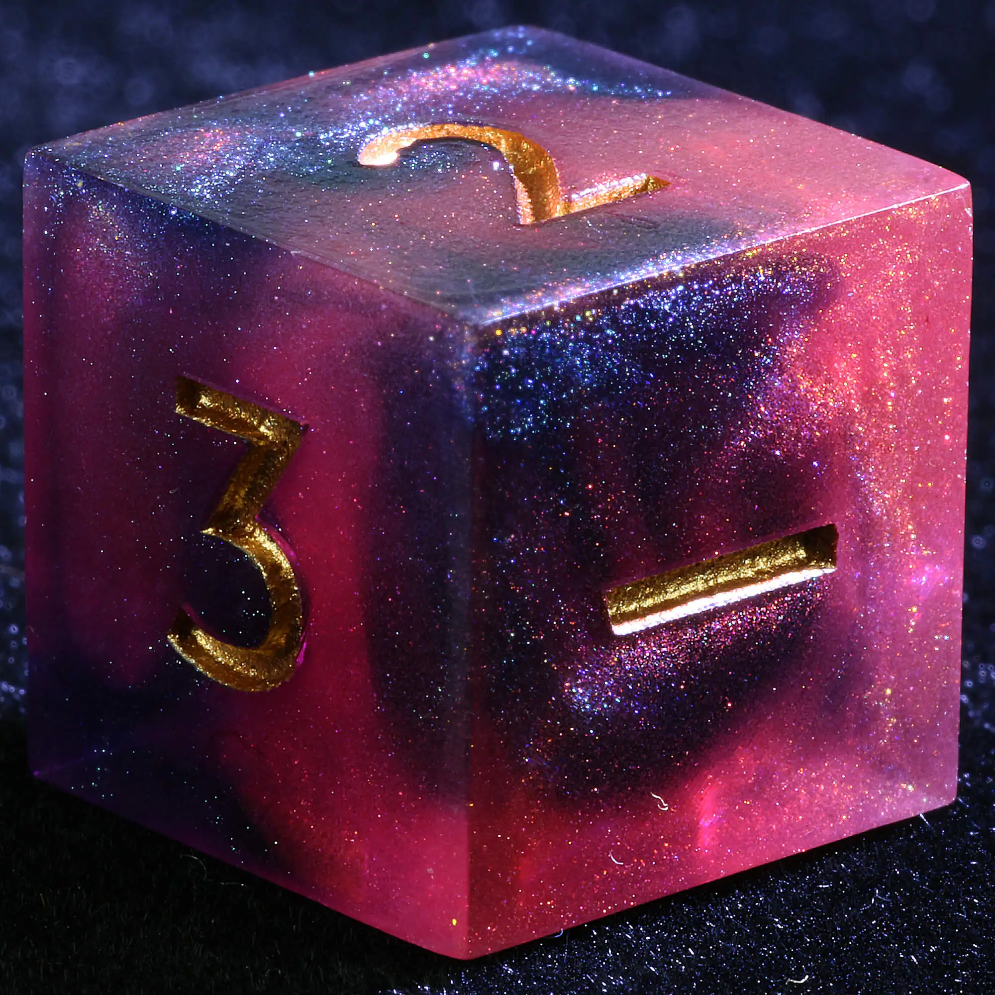 3 Polyhedral Resin 20 Sided D10 and 6 Sided D3 Set of Draw Steel Dice Inferno Aurora