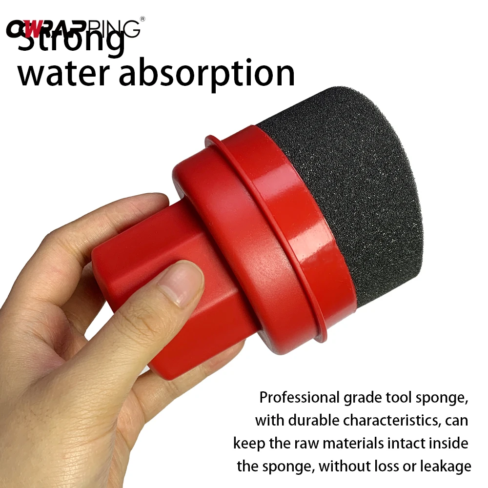 Red Black Tire Brush Curved Hardened Sponge Material Portable Waxing Sponge Car Polishing Waxer Tire Cleaning Tool Detail Brush