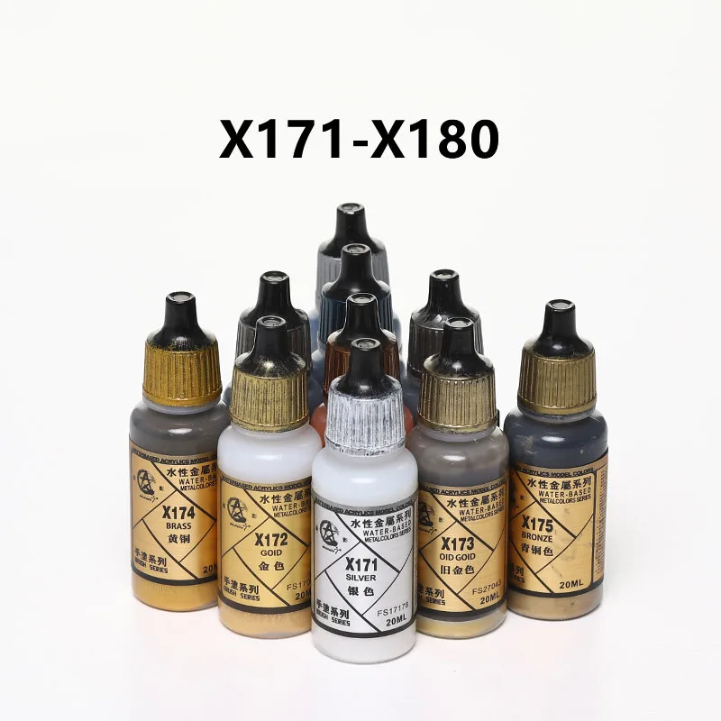 20ml X171-X180 Water Based Metallic Color Flat Acrylic Paint Coating For DIY Military Tank Ship Plane Soldier Model Kit Tool