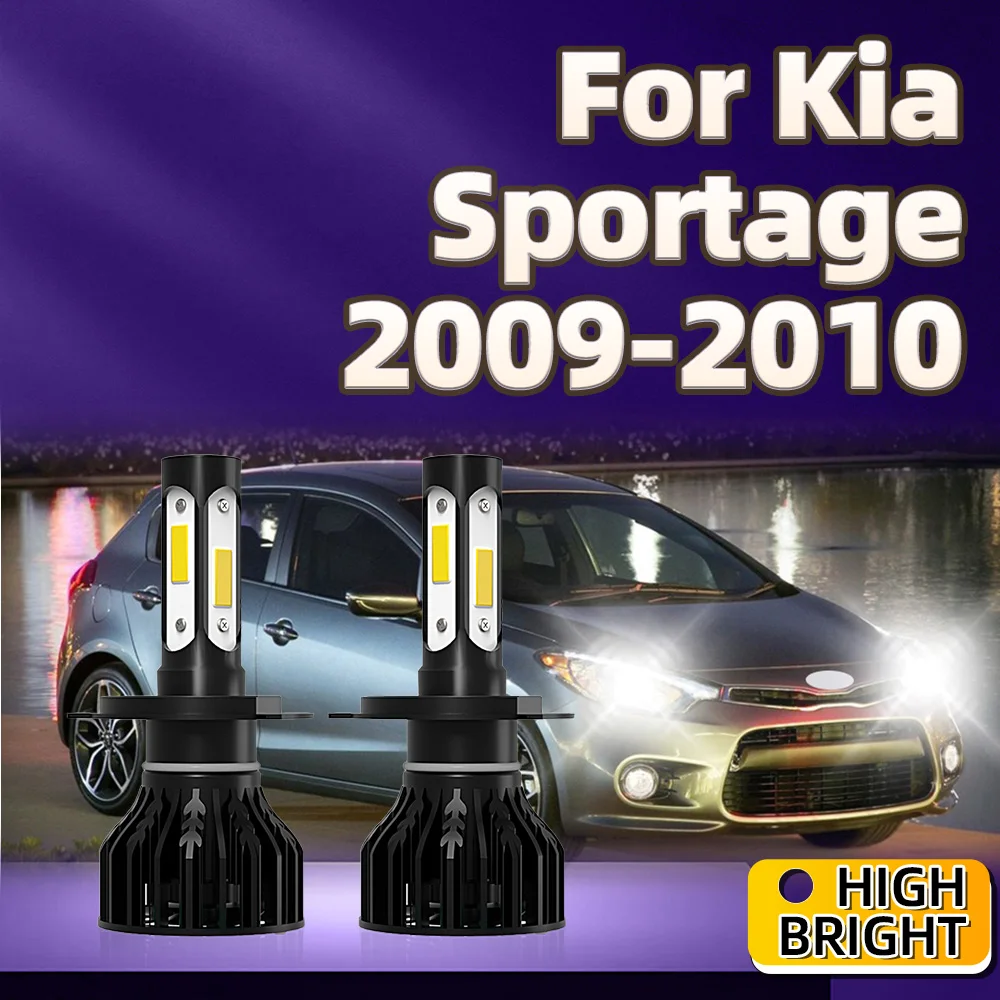 

2Pcs Car Headlight 30000LM 4Side Chip LED H4 6000K White Light with Cooling Fan 12V For Kia Sportage 2009 2010