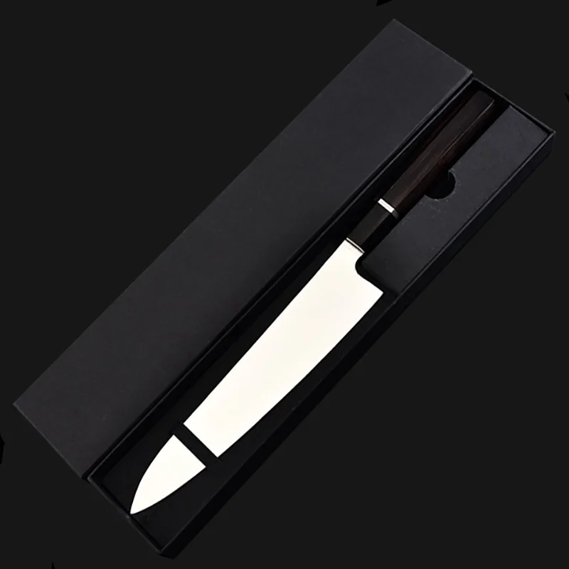 

Chefs Cleaver Knife 10Cr15MoV Steel Blade Sharp Slicing Sashimi Sushi Fish Gyutou Kitchen Knives Ebony Handle Cooking Tools