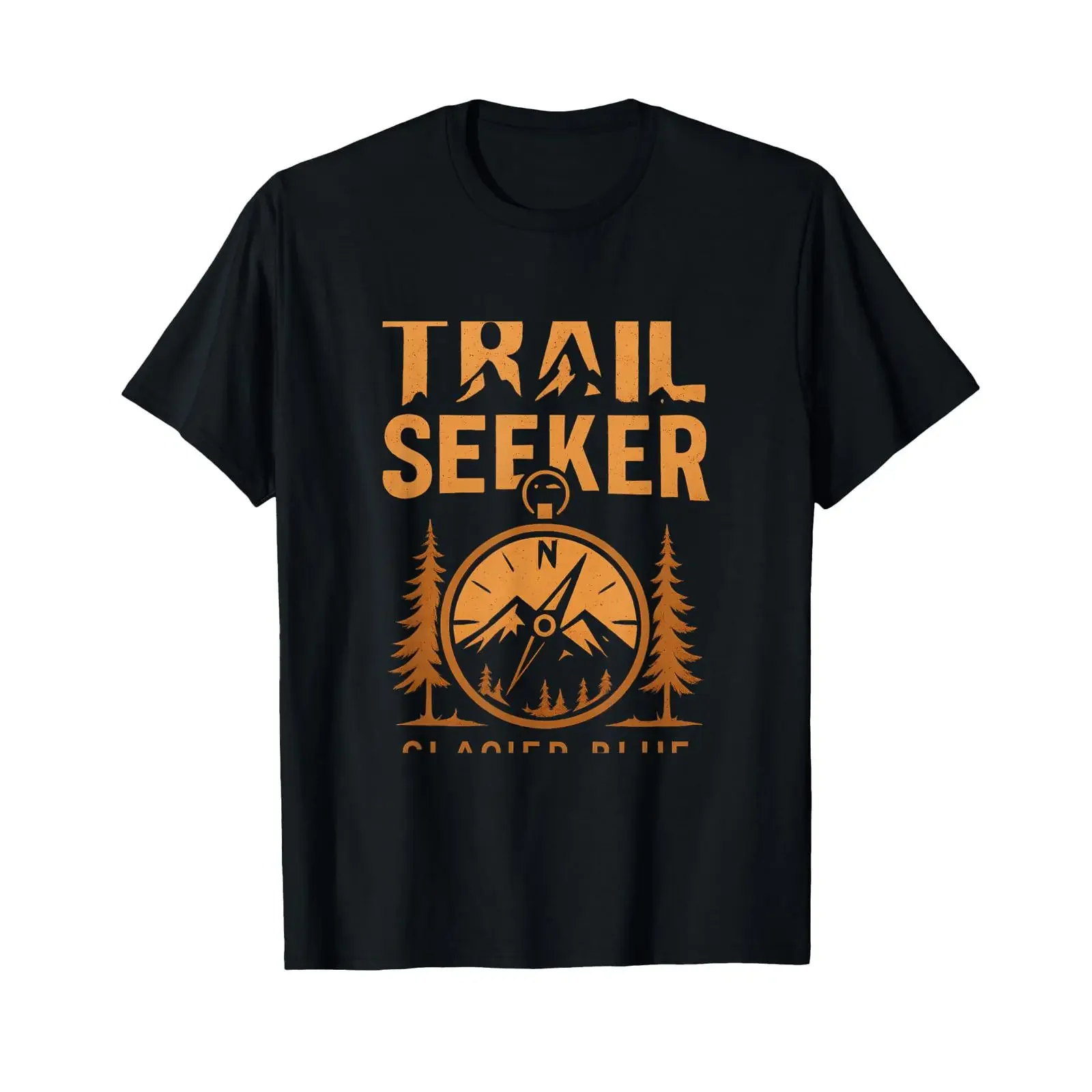 Trail Seeker Glacier Blue Mountain Compass T Shirt vintage Washed Stylish Slightly designer clothes Comfortable homme fashion