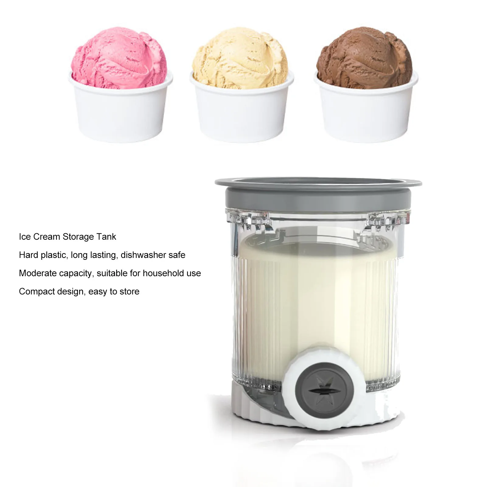 

Ice Cream Storage Fit for NC700 NC701 Series Ice Cream Maker Pint Container Dishwasher Safe Ice Cream Storage Container