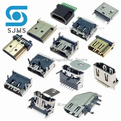 1/2/5PCS HDMI male jack/plug connector 19PIN 19P 180 degree hd female jack Plug socket USB HD connector smt smd 90degree PCB DIP