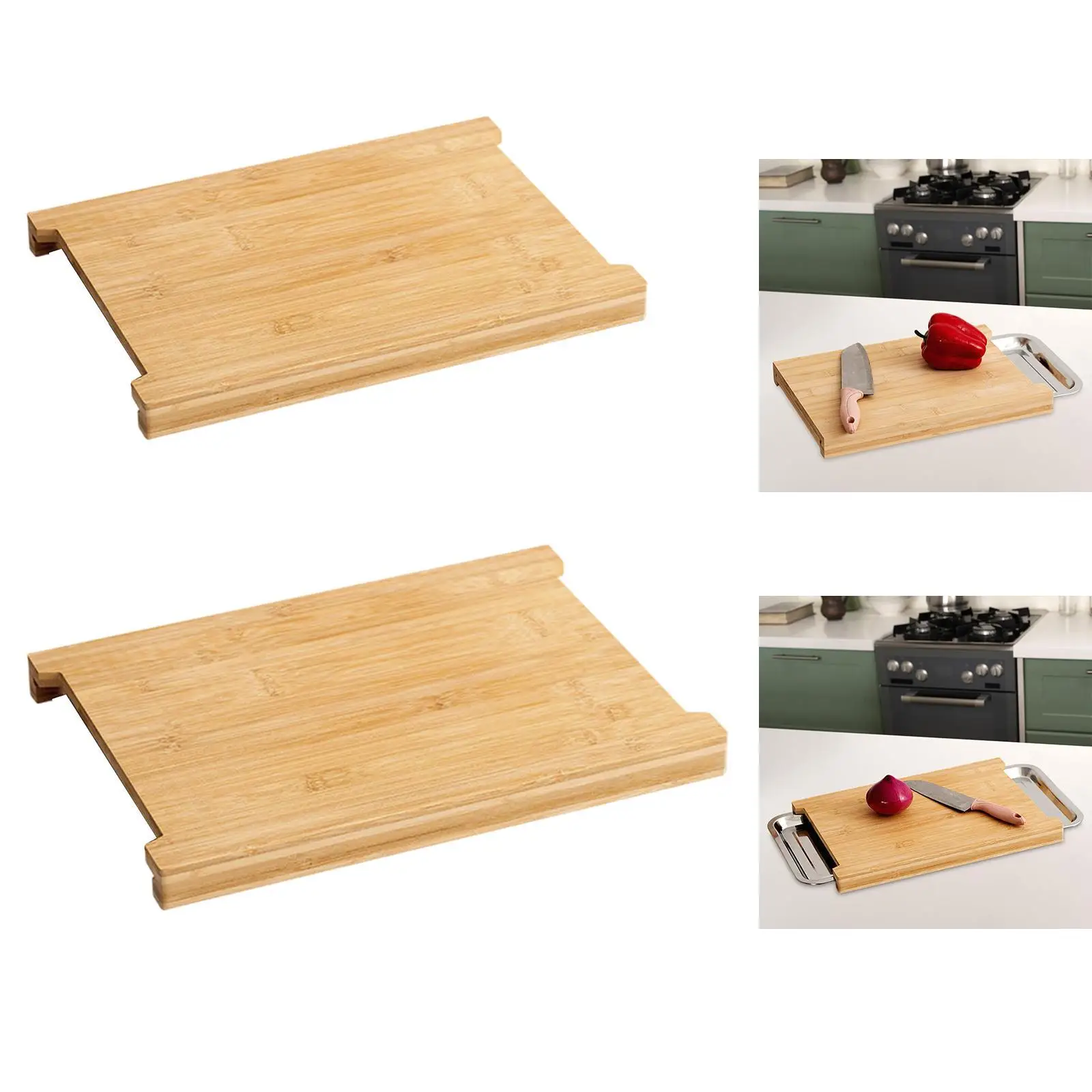 

Bamboo Chopping Board, Food Prep Station with Container, Multi Functional Wood Cutting Board for Kitchen, for Party Chopping