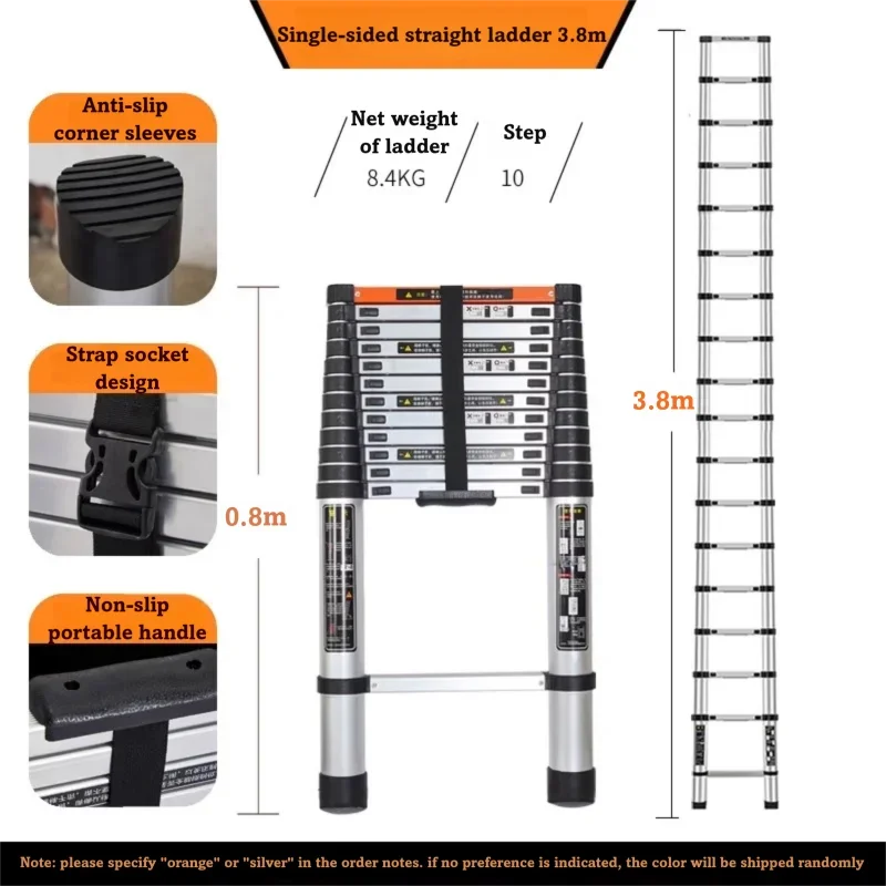 Aluminum Telescopic Ladder Household Dual Purpose Design With Reinforced Engineering Stairs For Loft And Home Use
