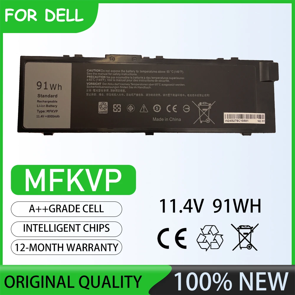 Batería para portátil MFKVP de 11,4 V y 91 Wh para DELL Precision 17 (7710) DELL Precision 15 (7510) DELL Precision 7720