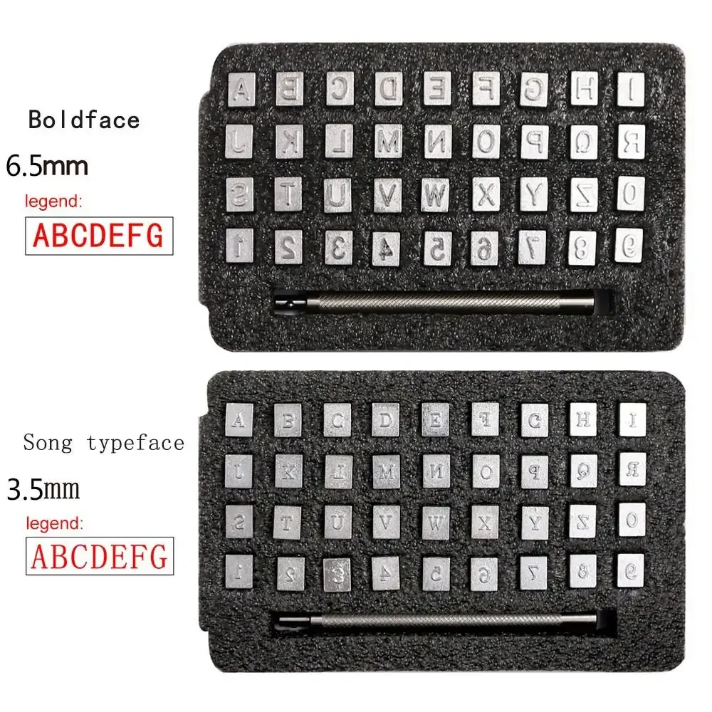 36pcs DIY Leather Seal Engraving Craft Tool Steel Alphabet Number Stamp Leather Craft Stamps Metal