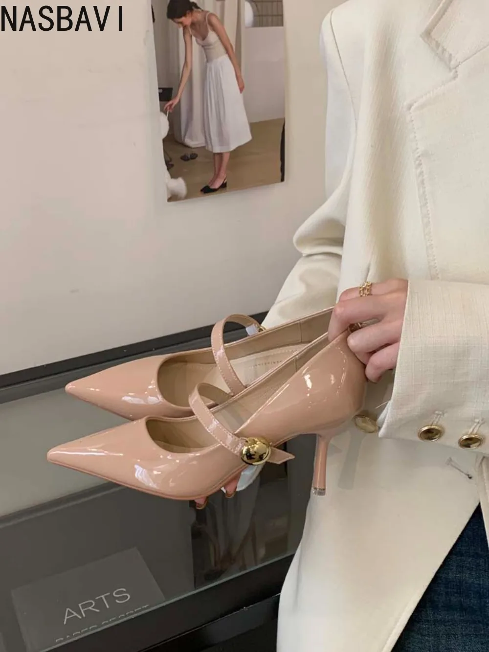 

NASBAVI Pointed Toe Soft Bottom High Heel Single Shoes Women Thick Heel 2026 New Style Low Cut Versatile with Mary Jane Women '