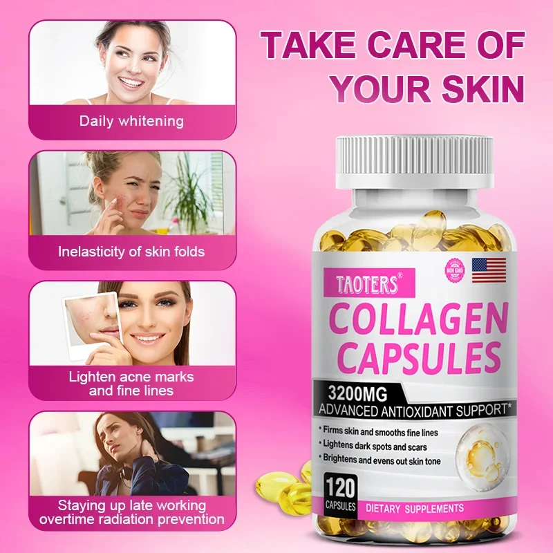 Powerful Collagen + Glutathione Capsules - Skin Joint Hair Nail Health Support Nutritional Supplement for Men and Women