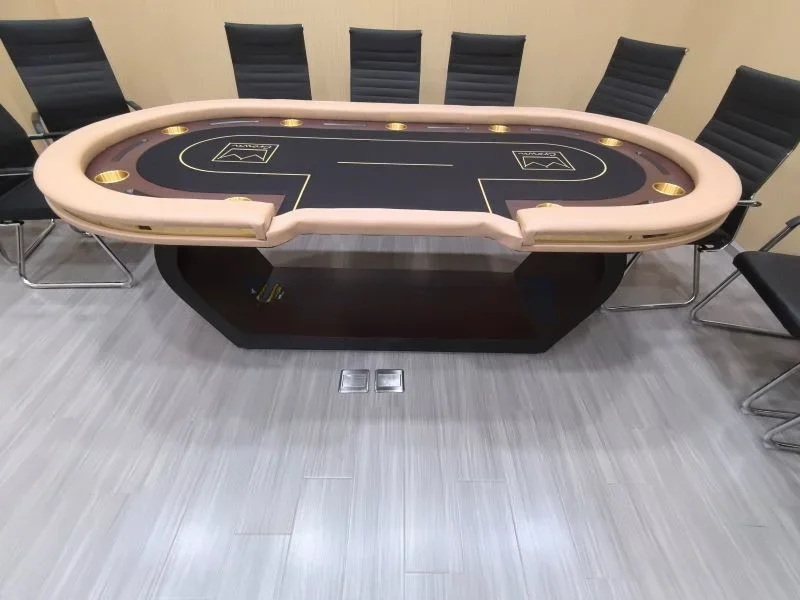 Luxury high-end Texas poker table quality assurance LED light desktop armrest fireproof chips chess and card Depu table