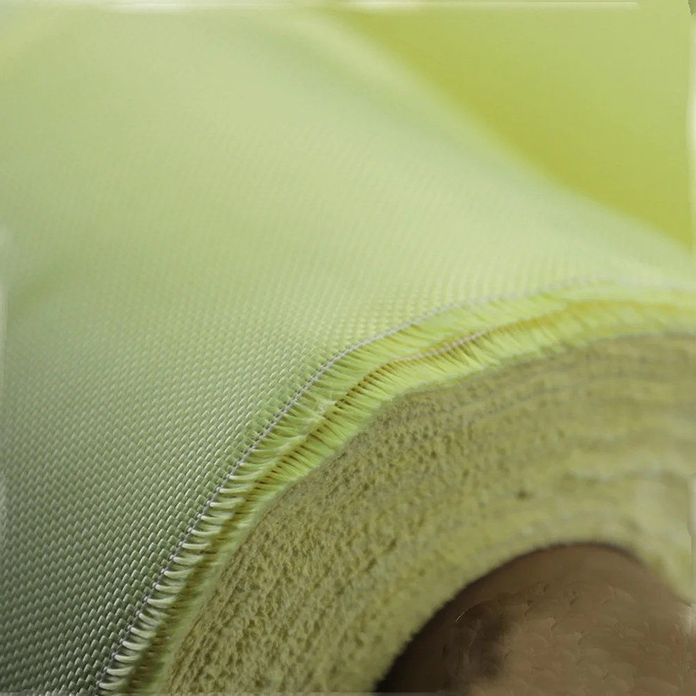 200D-3000D Yellow Plain Weave Aramid Fiber Cloth 100% Kevlar Fabric, High Temperature Resistant High Strength Fiber Reinforced