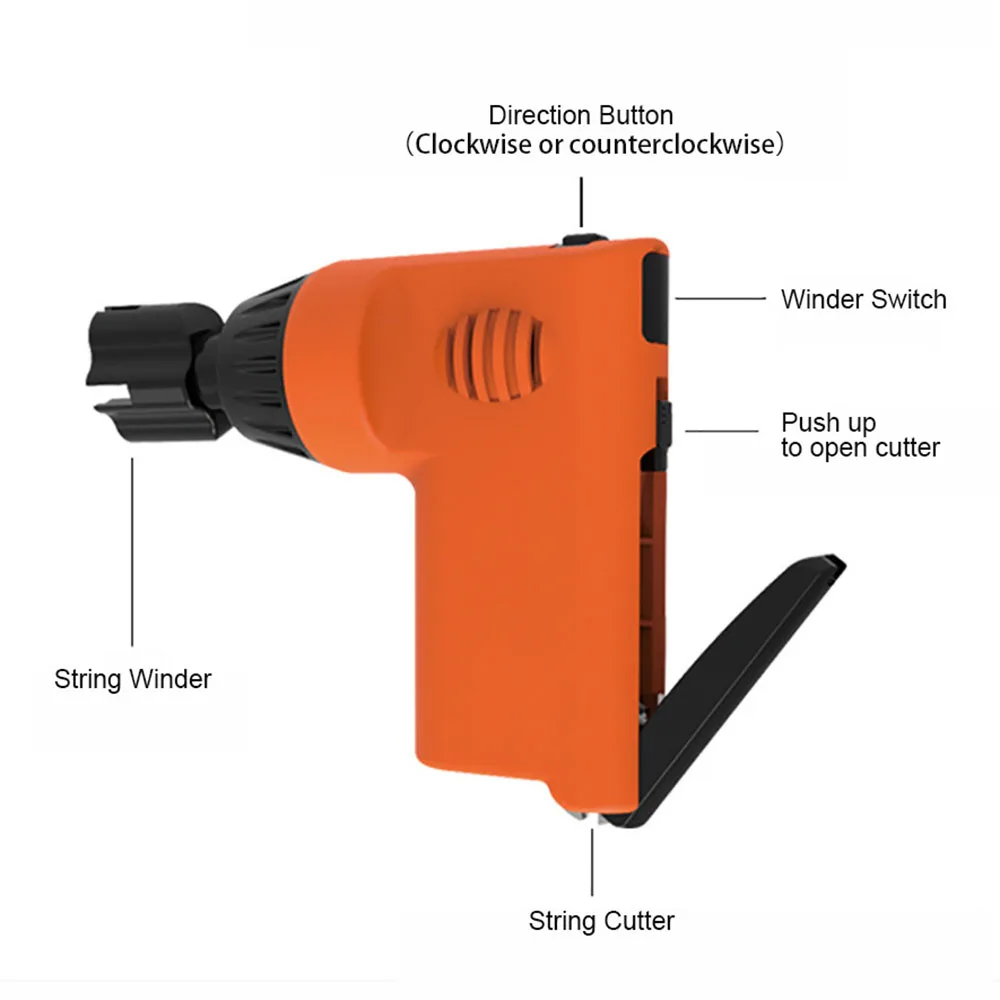 Multi-function Electric String Winder String Cutter USB Rechargeable Portable for Guitar Ukulele White/Orange