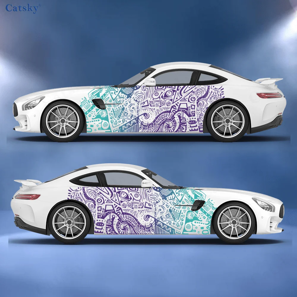 

Irregular curve square sticker, suitable for cars and trucks, durable, fade-resistant, easy to install and remove - Enhance the