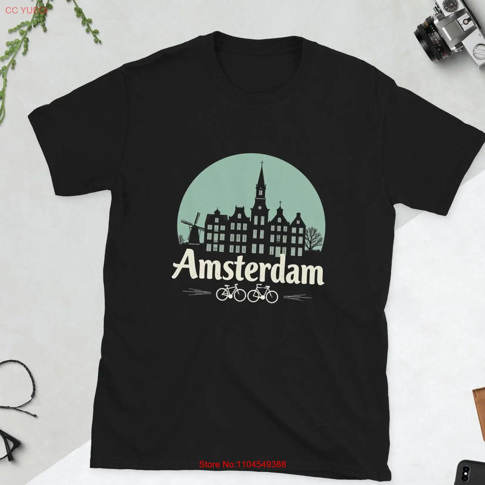 

Футболка Амстердам Нидерланды городской пейзаж Голландия сувенир искусство культовая достопримечательность с длинными или короткими рукавами